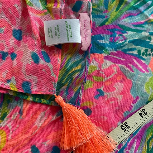 🎉HP🎉NWOT Lilly Pulitzer Cotton Wrap Scarf Fan Sea Pants Resort Cruise 52”x80 - Picture 5 of 11